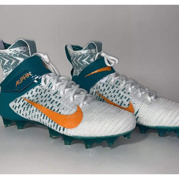 Nike Alpha Menace Elite 2 Football Cleats Miami Dolphins BV2077-108 Size 13